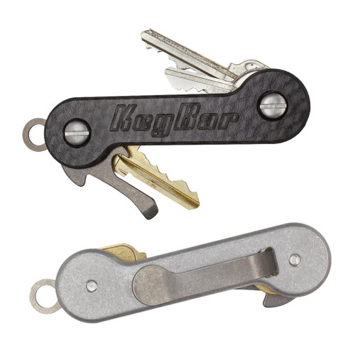 KeyBar Key Organizer with hybrid carbon fiber and aluminum EDC holder for up to 12 keys.