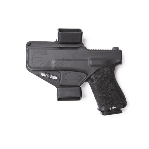 Black Raven Perun OWB holster for Glock 19 with slim profile and adjustable retention.