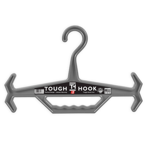 Heavy-duty Tough Hook Hanger built-in handle for tactical gear storage, in grey color
