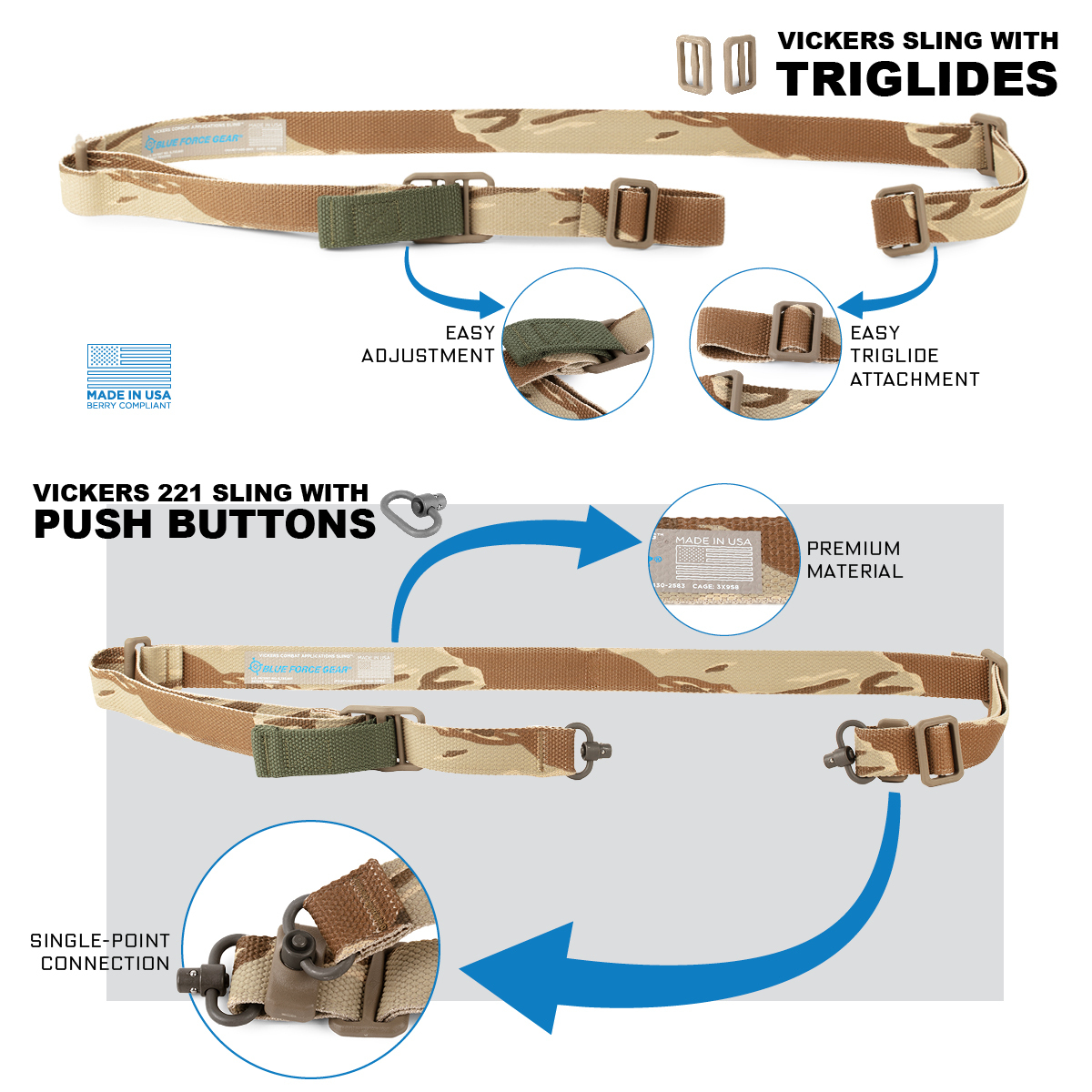 Limited Edition VCAS Desert Tiger Stripe Sling - Blue Force Gear