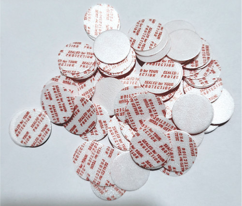 Bottle Seals-20 or 24 mm white foam printed pressure sensitive liner -(set of 25)