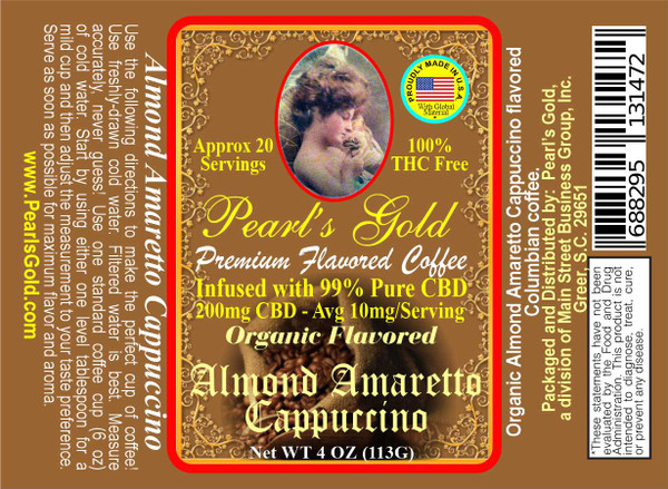 PEARL'S GOLD ALMOND AMARETTO CAPPUCCINO COFFEE - 200MG CBD