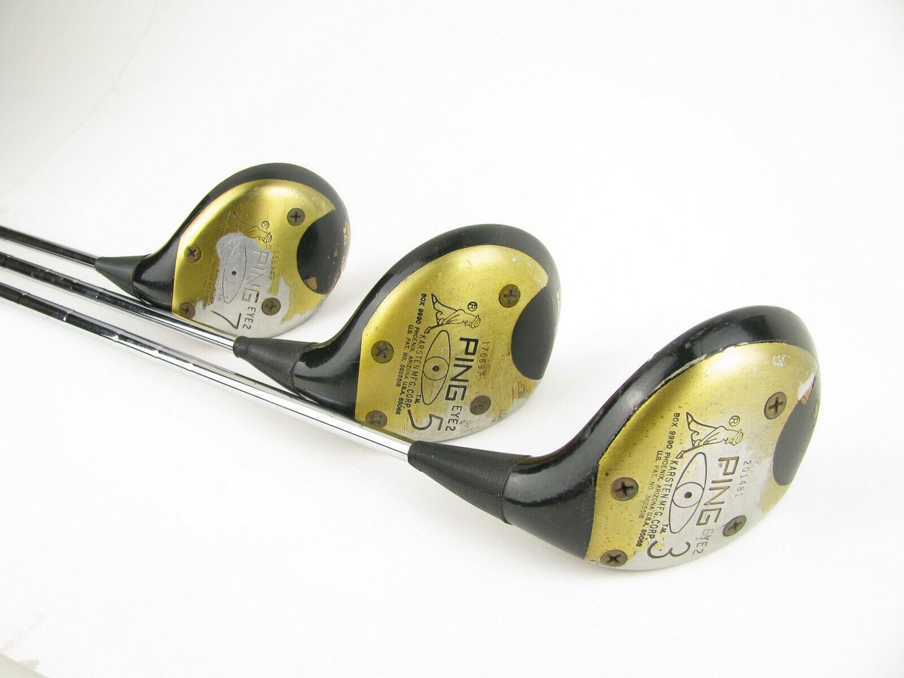 Set of 3 Ping Eye2 Fairway woods 3w, 5w, 7w, with Steel ZZ-Lite