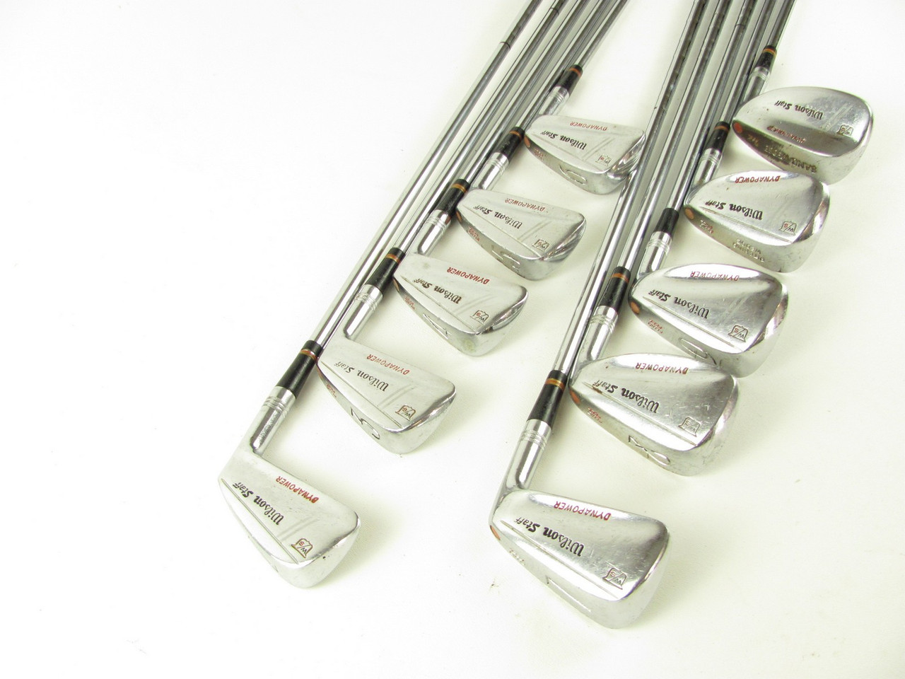 VINTAGE Wilson Staff Dynapower iron set 2-PW+SW w/ Steel Staff Pro