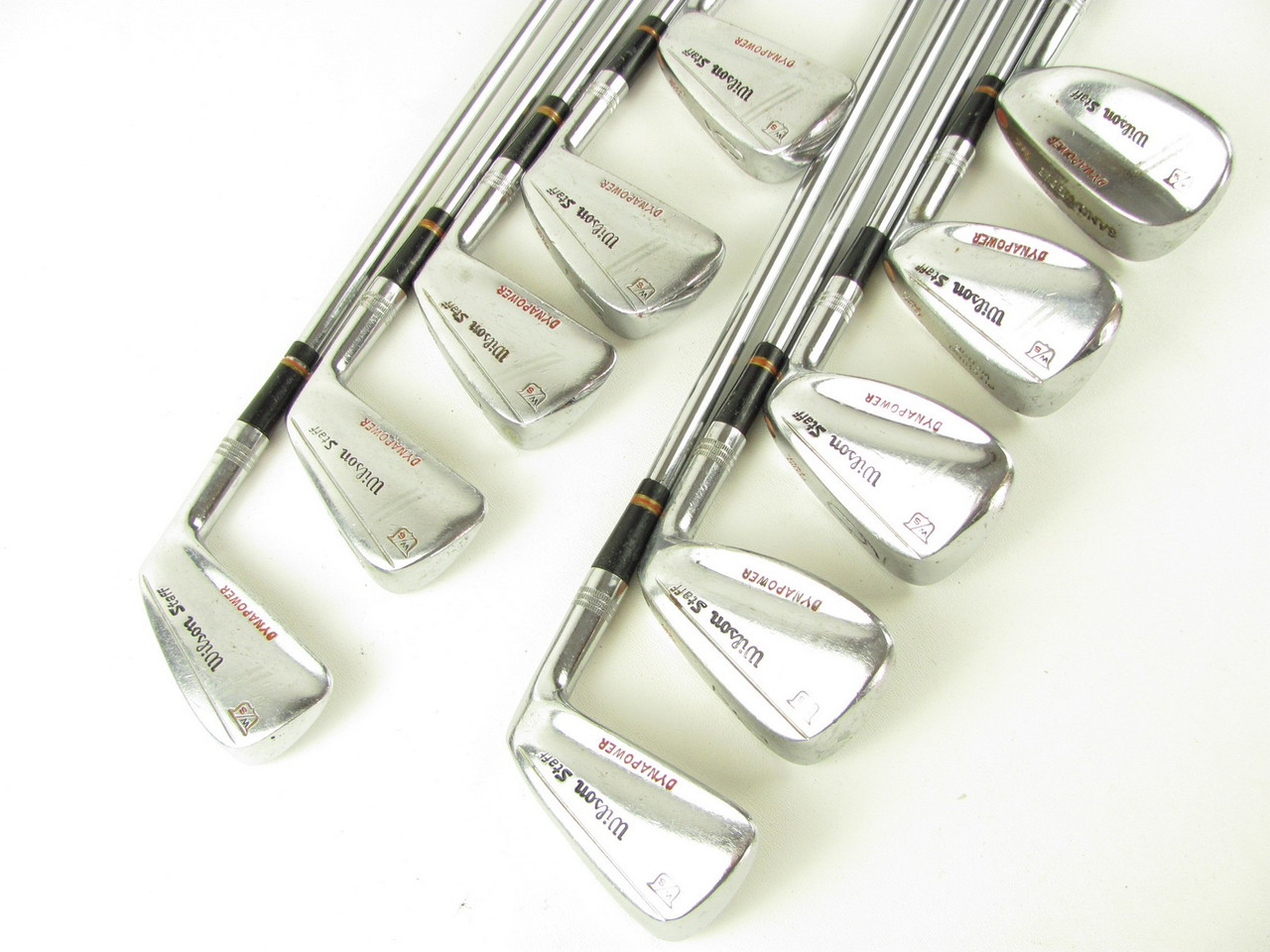 VINTAGE Wilson Staff Dynapower iron set 2-PW+SW w/ Steel Staff Pro
