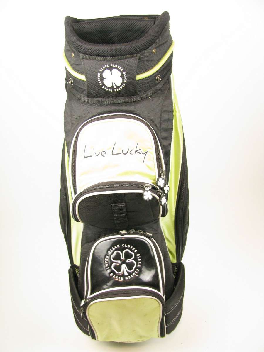 Live Lucky Clover Cart Golf Bag 5 Dividers BLACK/GREEN - Clubs n