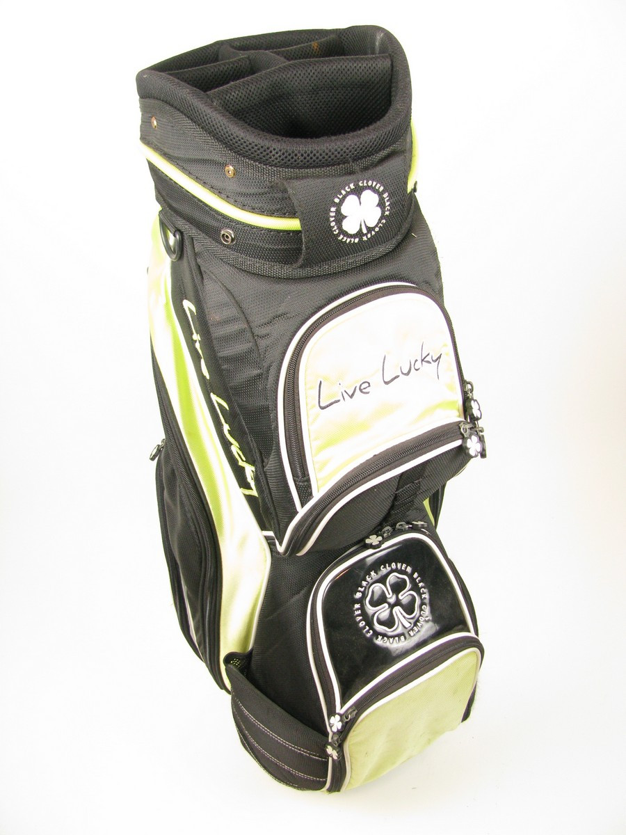 Live Lucky Clover Cart Golf Bag 5 Dividers BLACK/GREEN - Clubs n