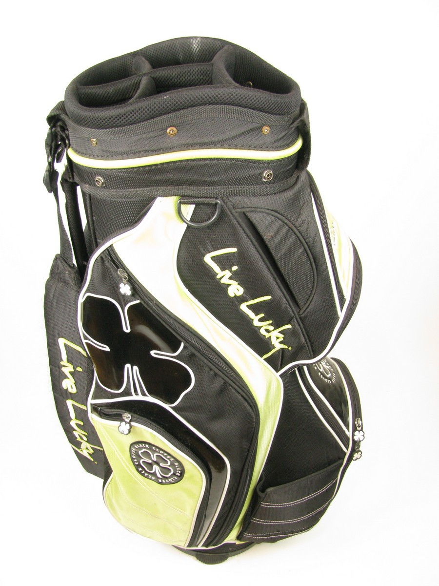 Live Lucky Clover Cart Golf Bag 5 Dividers BLACK/GREEN - Clubs n