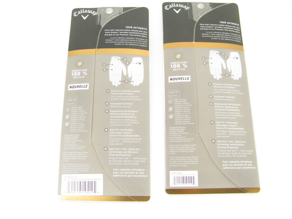 2-Pair NEW Callaway Tour Authentic Golf Glove SMALL Men's Left