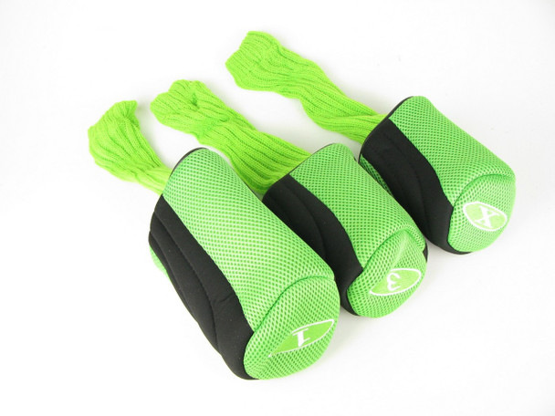 Set of 3 Golf Driver, Fairway wood Headcovers 1,3,X ,LIME GREEN