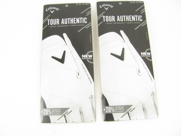 2-Pair NEW Callaway Tour Authentic Tour Series Golf Glove REG SMALL Men's Left