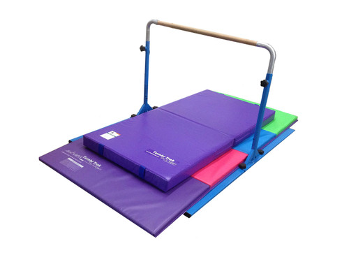 This package includes a Jr. Bar Pro, Tumbling Mat and Practice Mat
