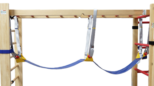 Suspend the [Laser Beam Hammock] from a standard set of Parallel Bars