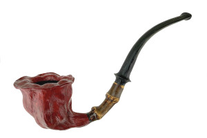C-Pipe Pipe Bamboo Carved Fleur 3 N14856