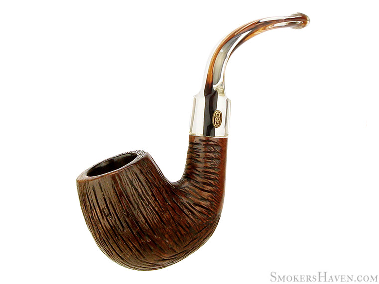 GBD Estate Pipe Rockroot 1546 3/4 Bent Carved Billiard w/ Perspex (1970's)