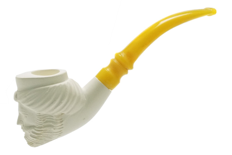 Misc. Estate Pipe No Name Meerschaum Carved Face Unsmoked