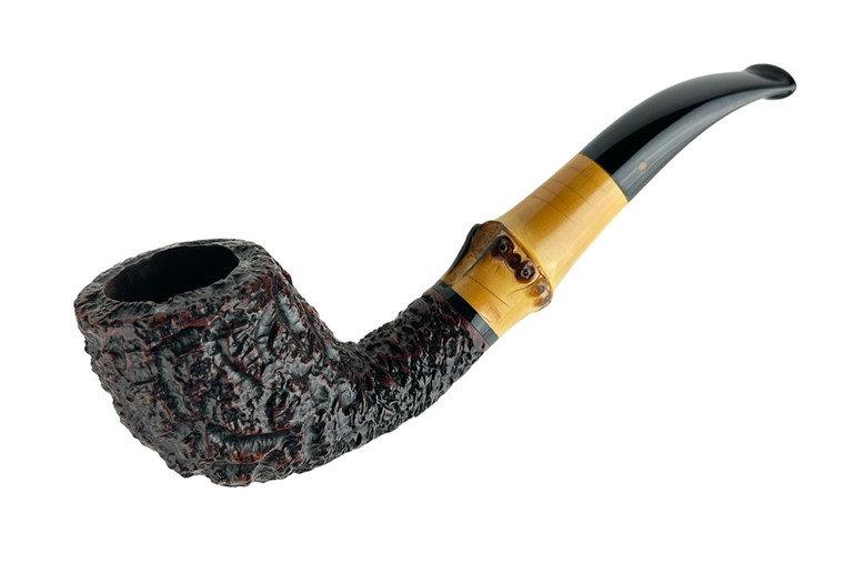 Italian Estate Pipe Radice Bark Oil Cured Twin Bore Bamboo Sitter E13658