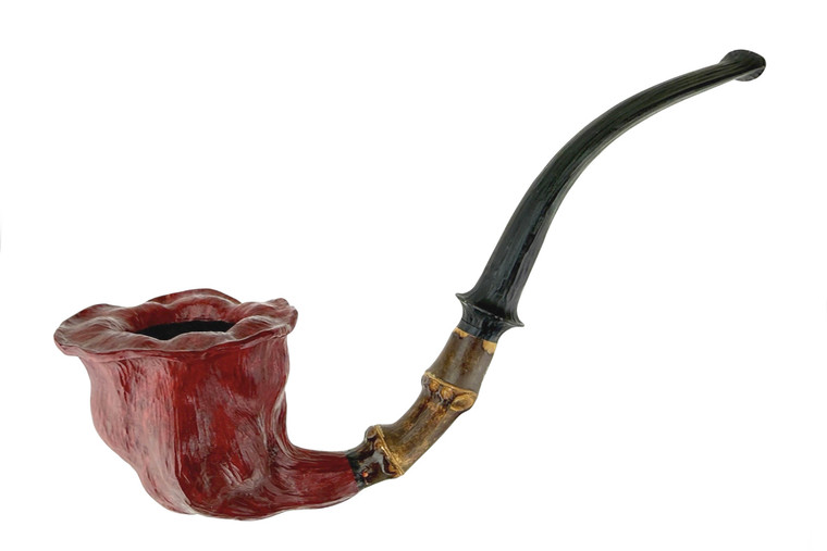 C-Pipe Pipe Bamboo Carved Fleur 3 N14856