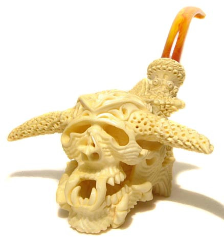 S. Yanik Meerschaum Pipe Giant Demon Skull