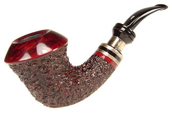 Rinaldo Pipe Lithos YY Black Calabask Sitter w/ Silver Band