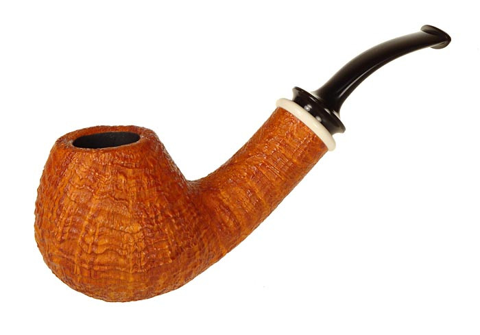 Chheda Pipe Blasted Bent Brandy w/ Ivory Ring