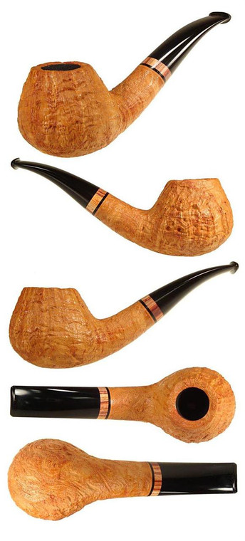 Chheda Pipe Blasted Bent Brandy w/ Tulipwood Grade 4 #98