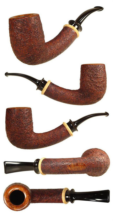 Chheda Pipe Blasted Bent Billiard w/ Box Elder Grade 4 #95