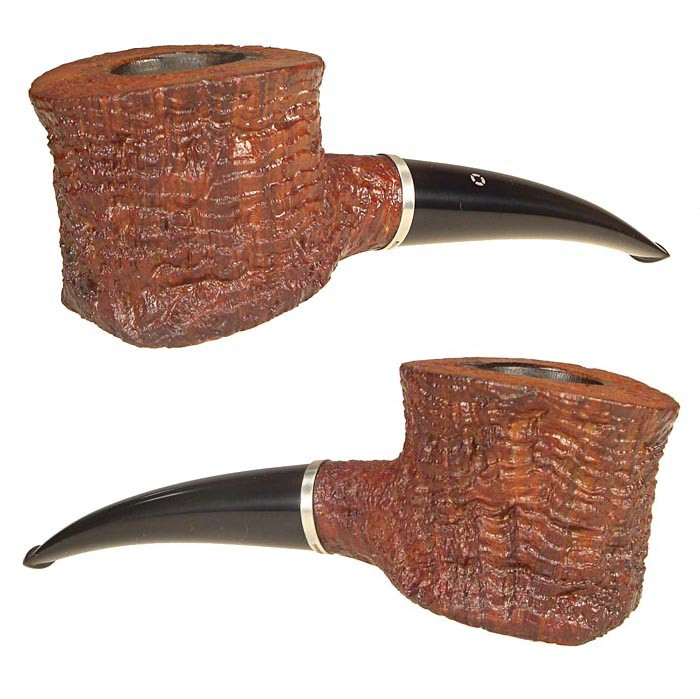 Larry Roush Estate Pipe Carved XL Bent Pot w/ Silver