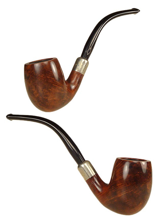 Brebbia Estate Pipe Silver Bent Billiard w/ Silver UNSMOKED!
