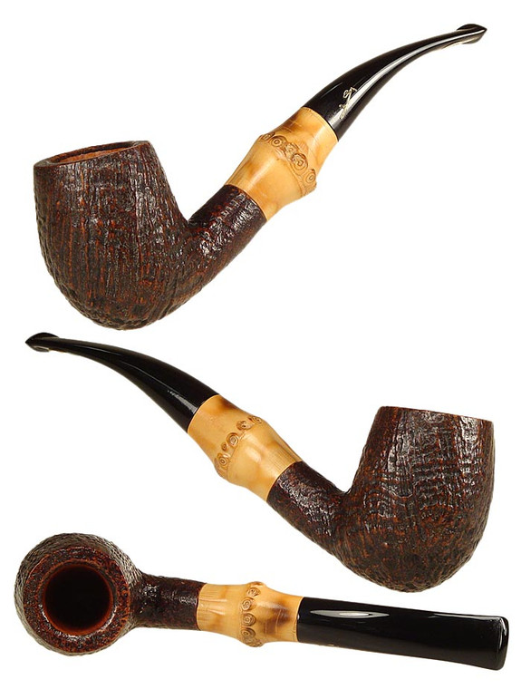 Savinelli Estate Pipe Autograph 5 Bent Billiard w/ Bamboo UNSMOKED!