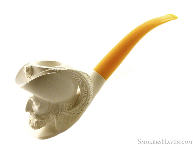 Meerschaum Estate Pipe Genuine Block Buccaneer w/ Acrylic Stem UNSMOKED