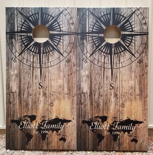 Cornhole Pro LLC Family Design #24, Custom with your name  - regulation size cornhole boards, Baltic Birch Cornhole Boards - custom cornhole boards 