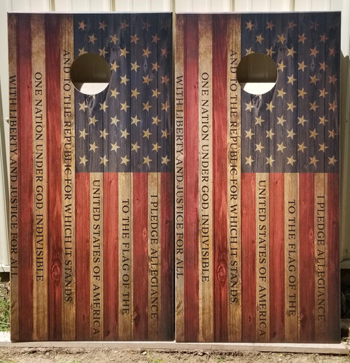 Cornhole Pro LLC FLAG-Pledge of Allegiance - - regulation size cornhole boards, Baltic Birch Cornhole Boards - custom cornhole boards 