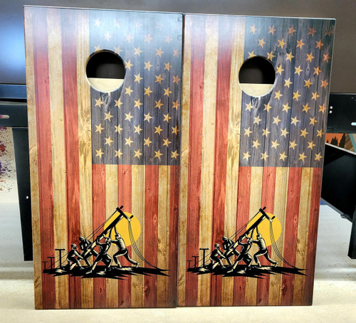 Cornhole Pro LLC Lineman flag design #2 - Regulation size cornhole boards, Baltic Birch  -  custom cornhole boards 