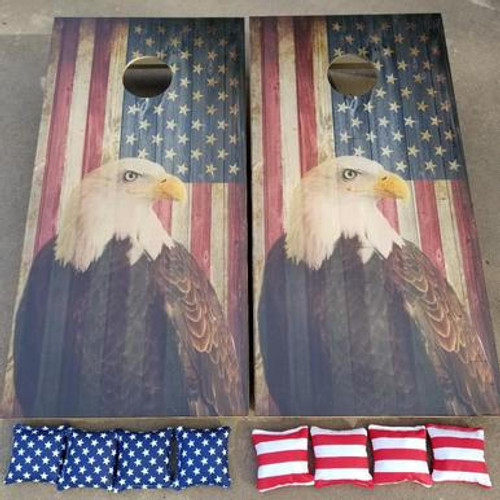 Cornhole Pro LLC Eagle Flag - Regulation size cornhole boards, Baltic Birch  -  custom cornhole boards 