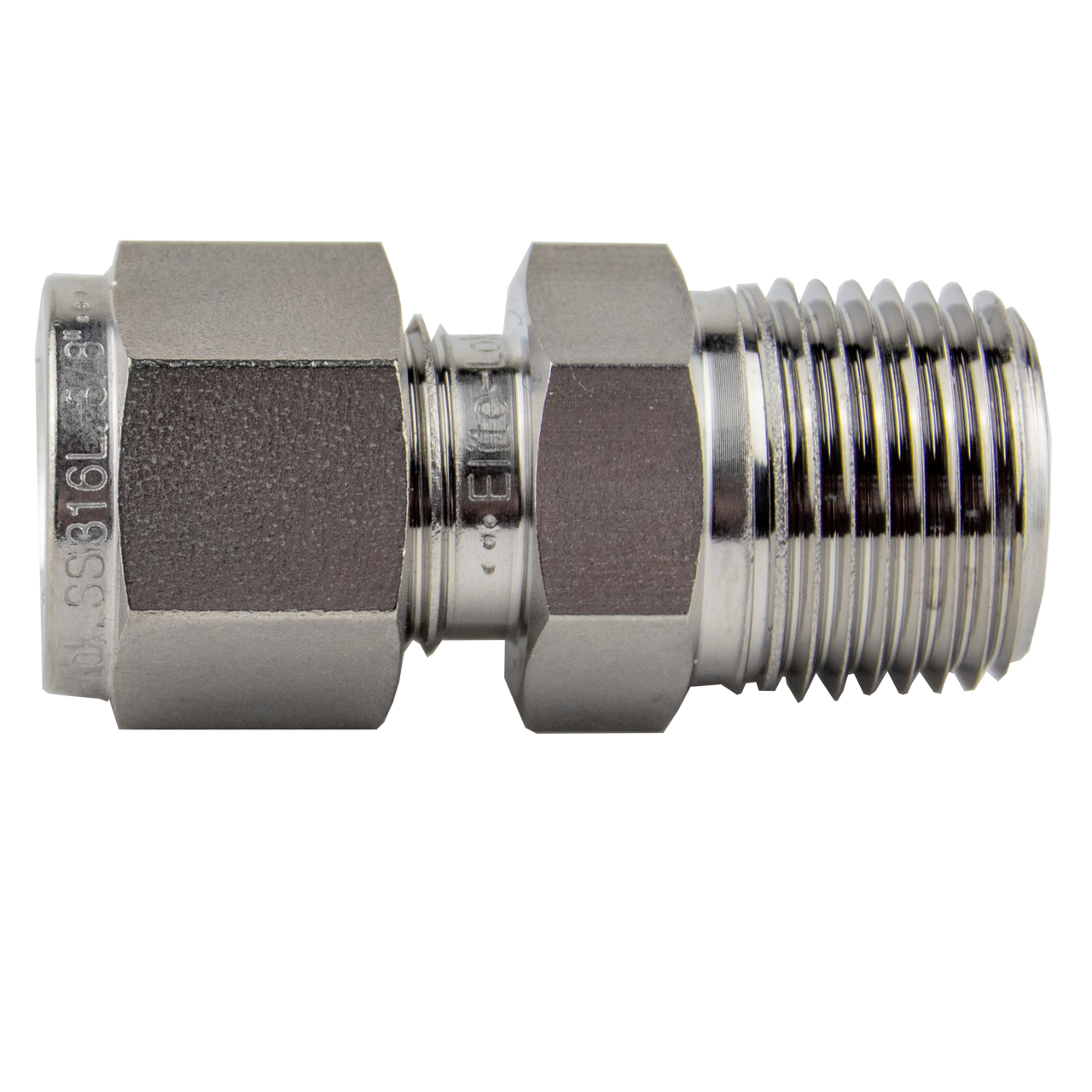 Elite-Lok Male Bore Through Tube Connector - Double Ferrule - 316 & 2205 SS