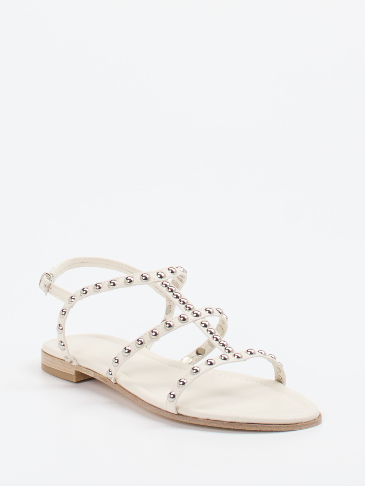 Donna Carolina – Riemchensandalen aus Lammleder cremeweiß