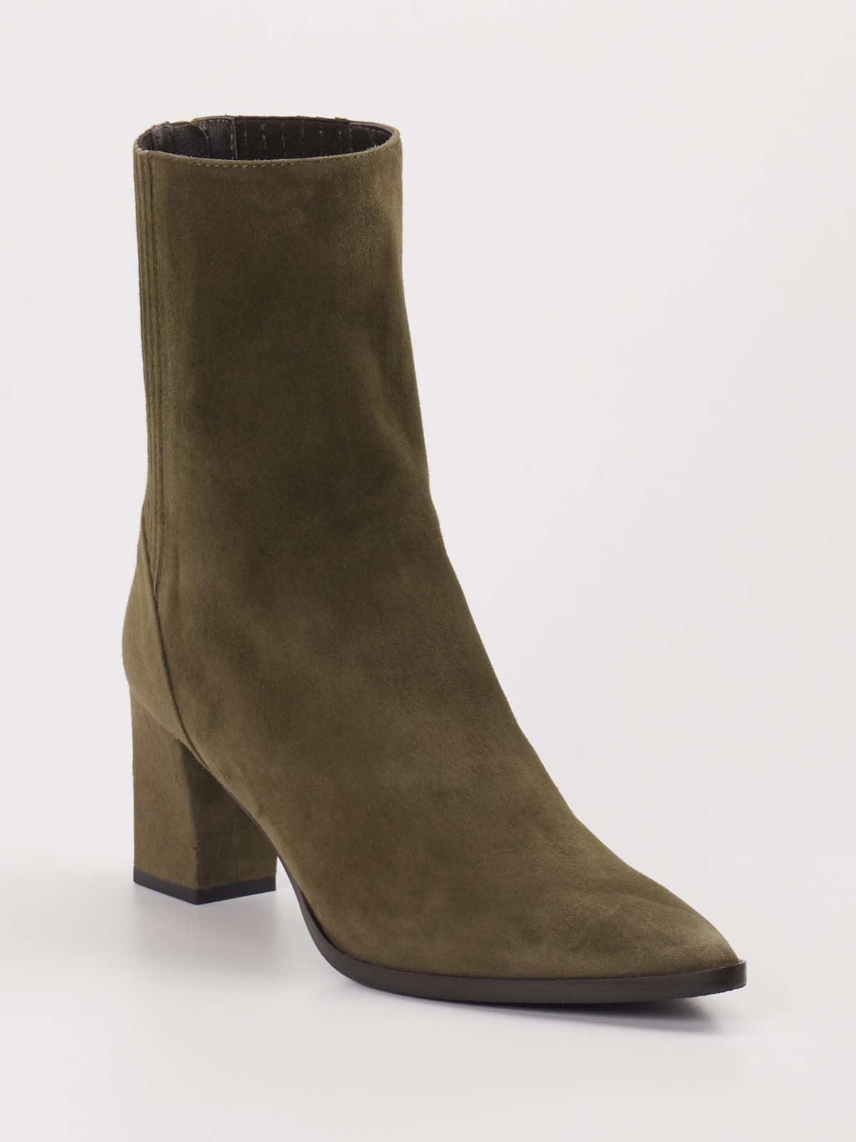 Konstantin Starke – Ankle Boots aus Veloursleder Olivgrün