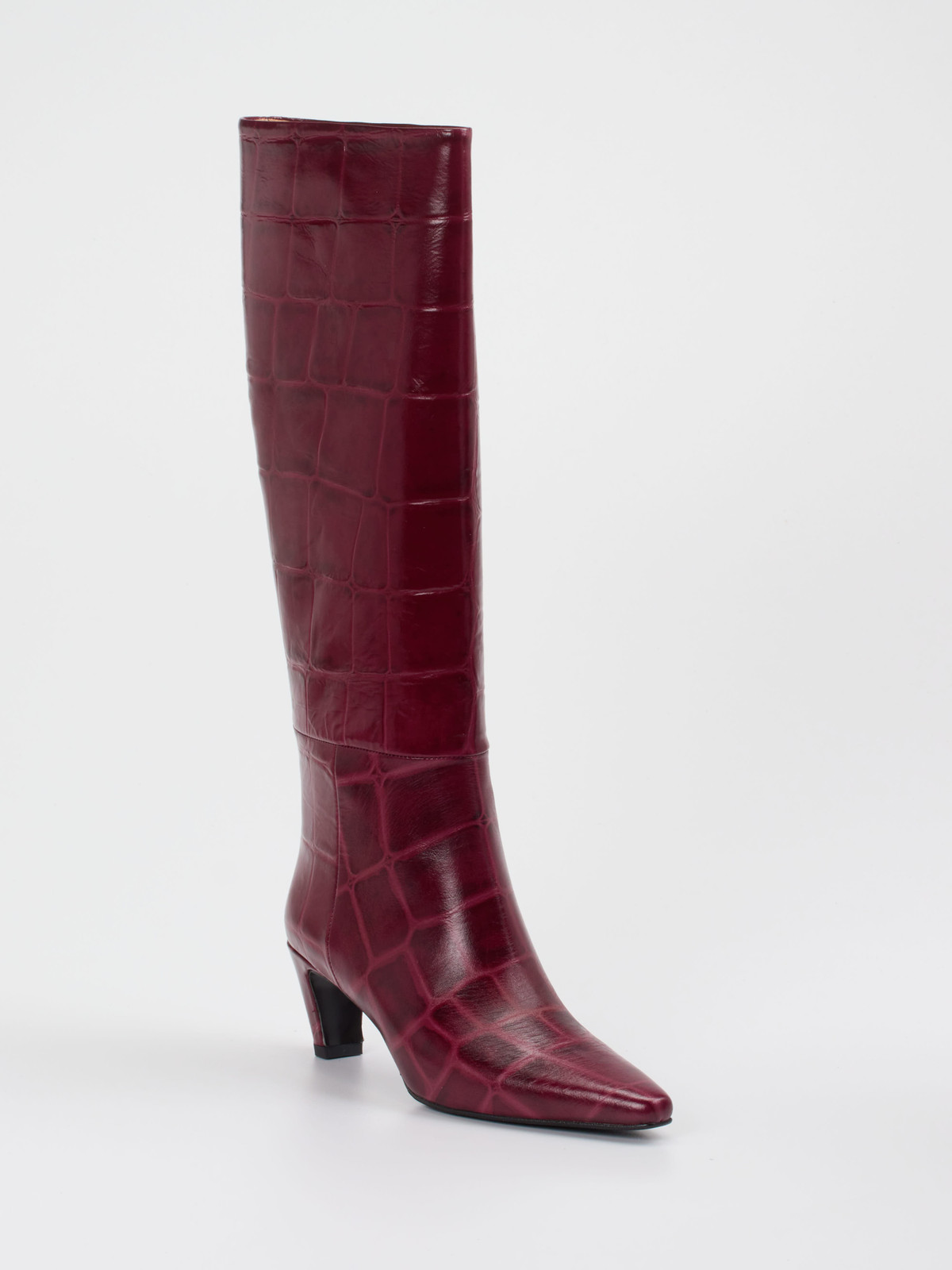 Konstantin Starke – Kniehohe Stiefel aus geprägtem Leder Bordeaux