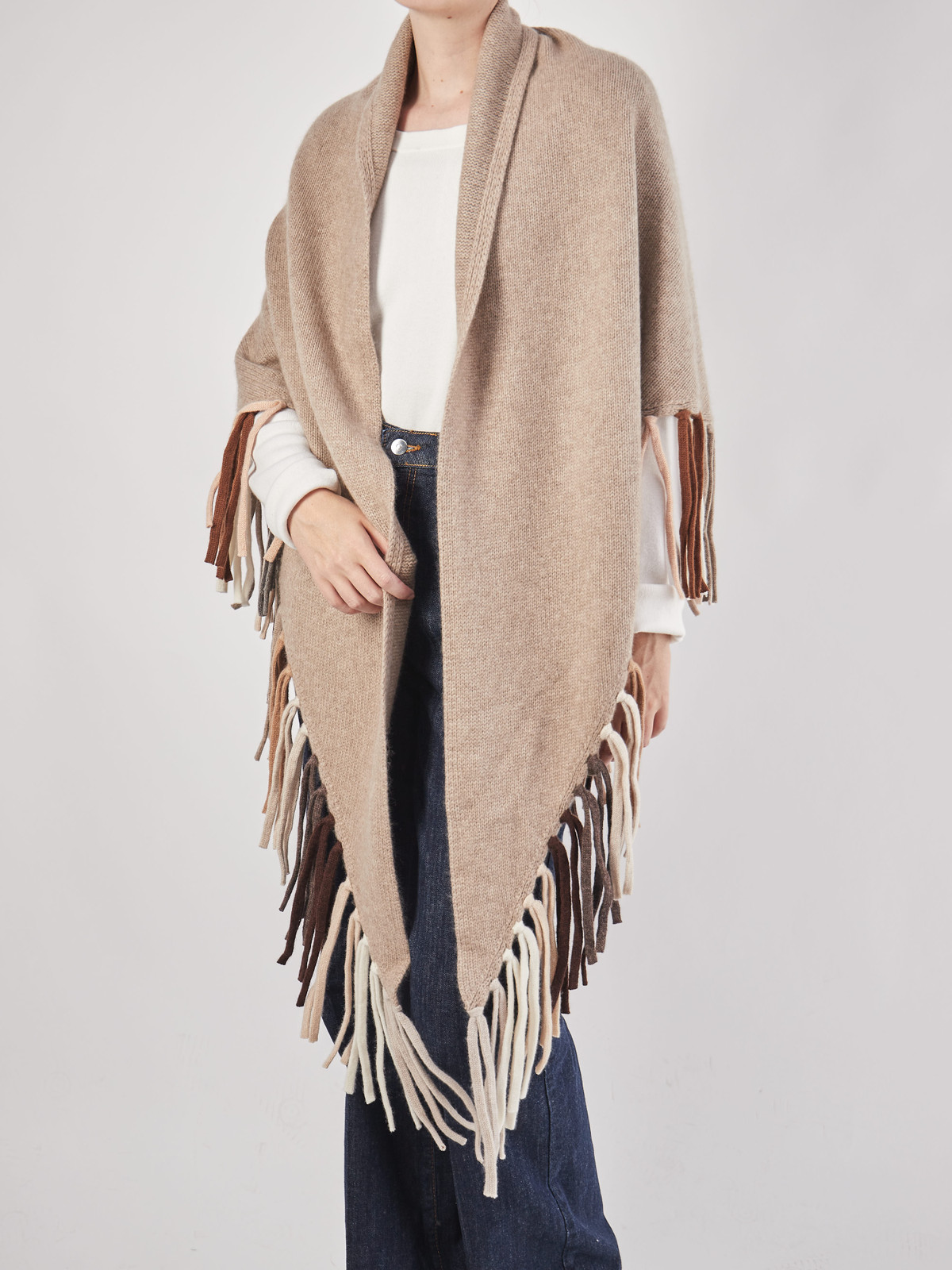 HURRAY – Poncho aus Kaschmir in Beigebraun