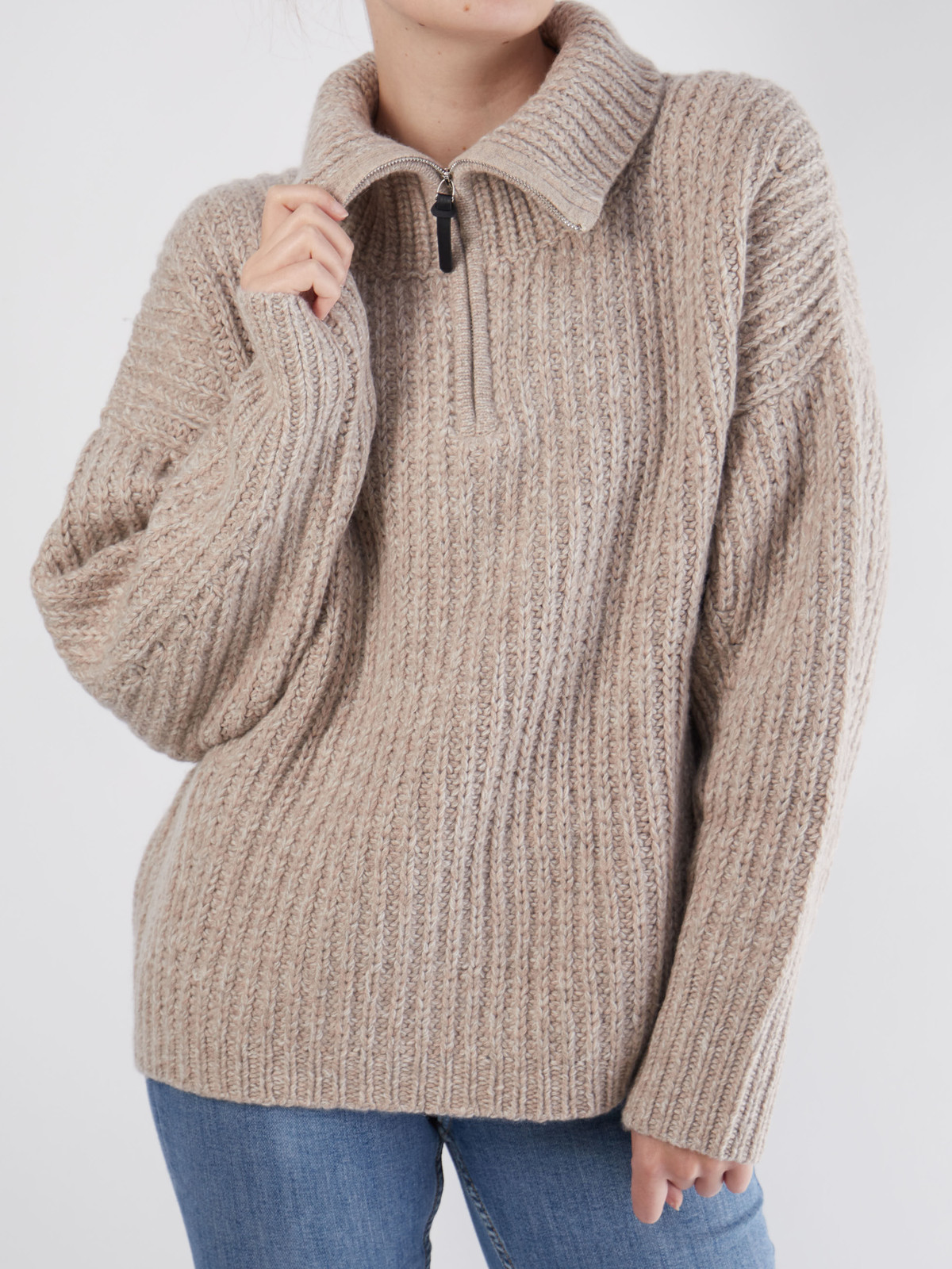 FLONA – Strickpullover aus Wollmischung beigebraun