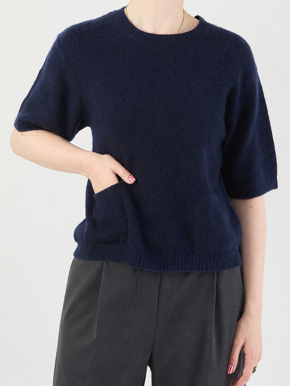 Konstantin Starke – Kurzarm-Pullover aus Strick blau