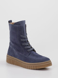Gabor – Schnürstiefeletten aus Veloursleder blau