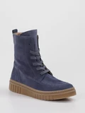 Gabor – Schnürstiefeletten aus Veloursleder blau