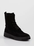Gabor – Schnürstiefelette aus Veloursleder Schwarz