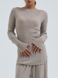 Seamless Basic - Langarmshirt aus Wolle in Beige