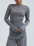 Seamless Basic - Langarmshirt aus Wolle in Grau