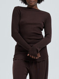 Seamless Basic - Langarmshirt aus Wolle in Braun