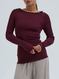 Seamless Basic - Langarmshirt aus Wolle in Rot
