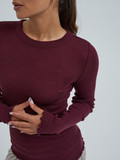 Seamless Basic - Langarmshirt aus Wolle in Rot